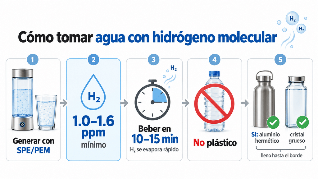 cómo tomar agua con hidrógeno molecular